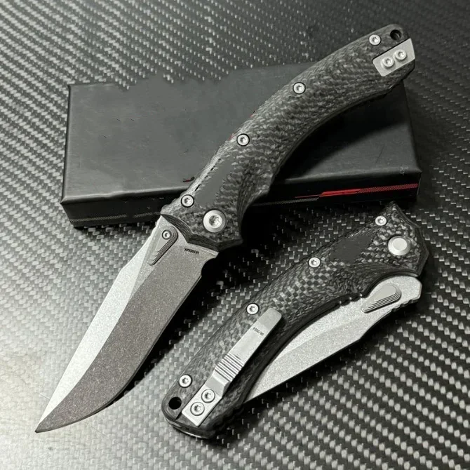 Amphibian  Carbon Fiber /titanium Alloy Manual Knife Folding Knife  Camping Survival Gift Outdoor Tools  Xmas Gift Knife