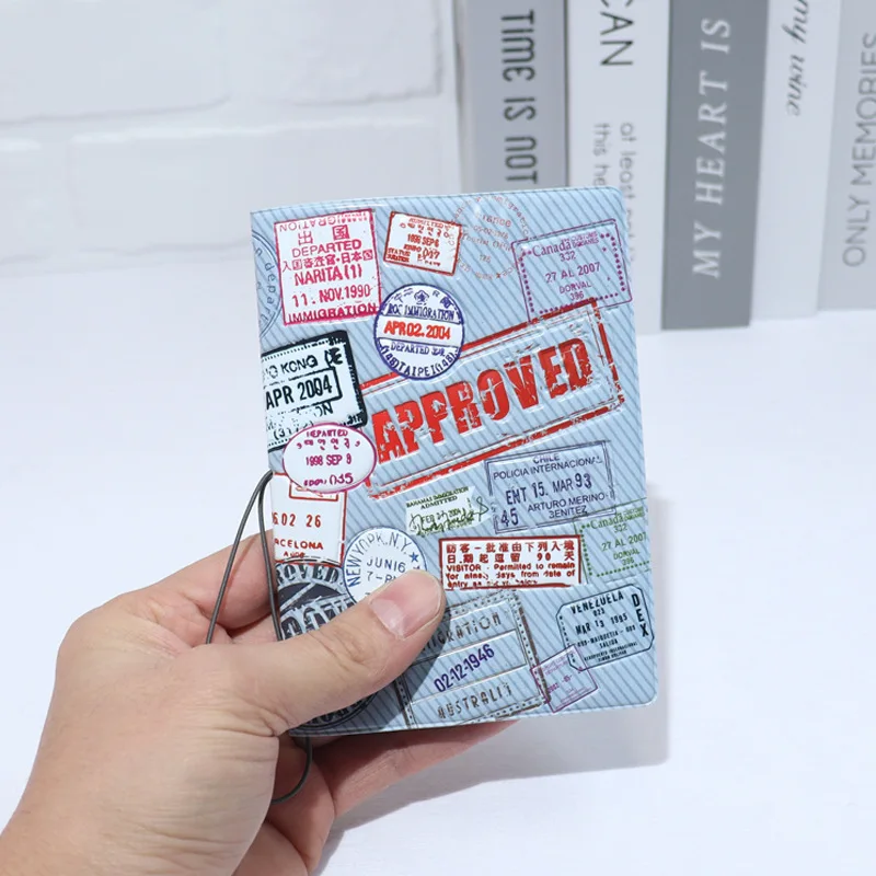 

Seal Overprint Pattern Passport Holder Travel Wallet with Business ID Credit Card Slot Passport Cover Case Protector Sleeve