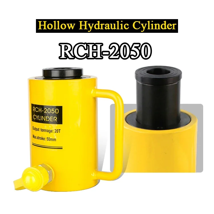 Hollow Hydraulic Cylinder RCH-2050 Hydraulic Jack with Tonnage of 20T, Work Travel of 50mm