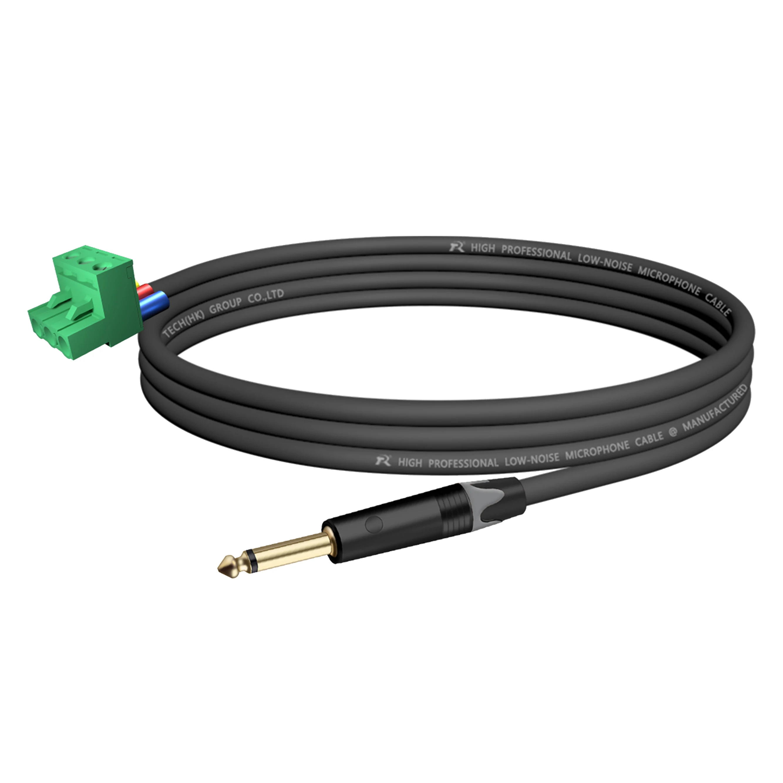 Phoenix Terminal Connector Audiokabel, 6,5 mm (1/4 Zoll) TS-Stecker auf 3-poliger 5,08 mm/0,2 Zoll Rastermaß PCB Phoenix, Mono-Audiokabel – Detail 6