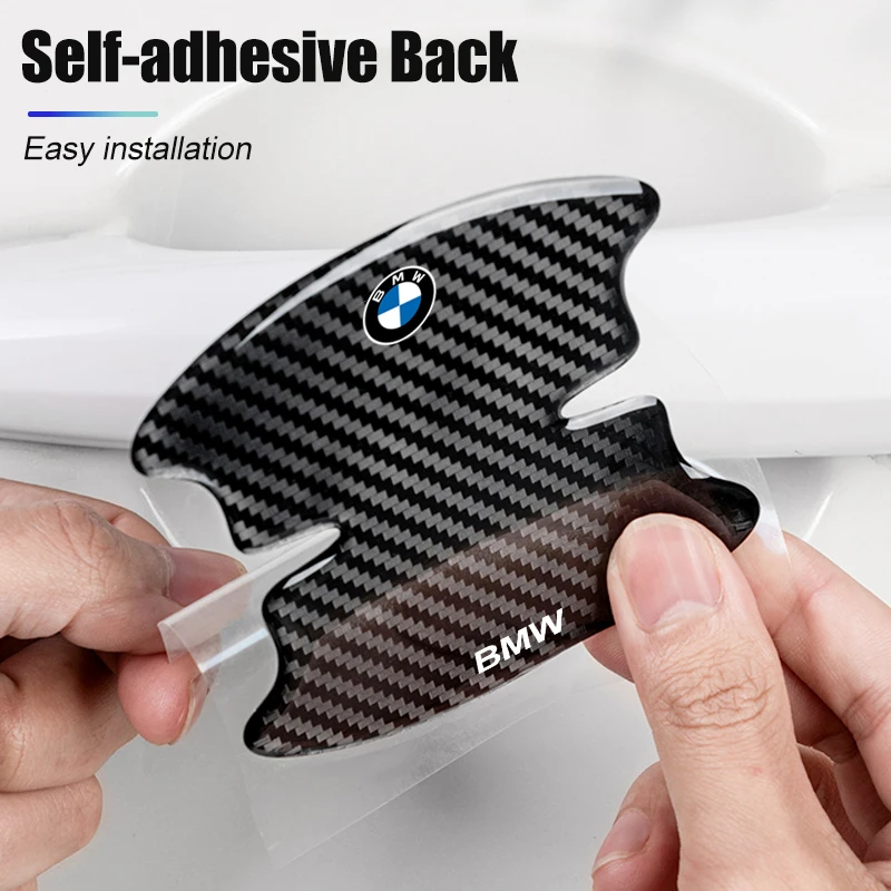 Carbon Fiber Car Door Bowl Handle Protect Stickers For BMW 1 2 3 4 5 6 7 Series X1 X3 X4 X5 X6 X2 X7 F10 F15 F16 F20 F30 F18 F25