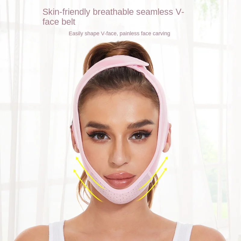 مخفض الذقن المزدوج القابل لإعادة الاستخدام - قناع على شكل حرف V - مزيل الذقن المزدوجة - حزام تنحيف الوجه - قناع ربط حزام رفع الوجه على شكل حرف V #3