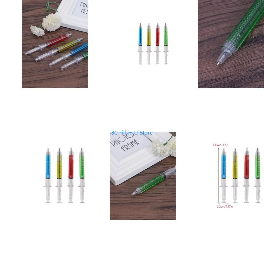 G8TA 4Pcs Novelty Injection Gel Pen Ballpoint Black Liquid Medical