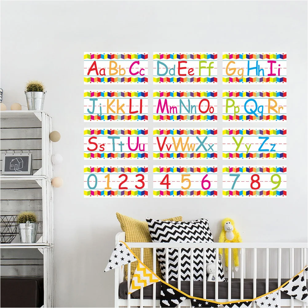 Wall Sticker Kids Educational Decor PVC Self adhesive Posters Alphabets Numbers Cartoon Learning Children Bedroom