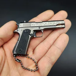 1: 3 Damascus Patroon Pistool Kleuren 1911 Alle Metalen Pistool Model Speelgoed Sleutelhanger Hanger Gedemonteerd Pistool Speelgoed