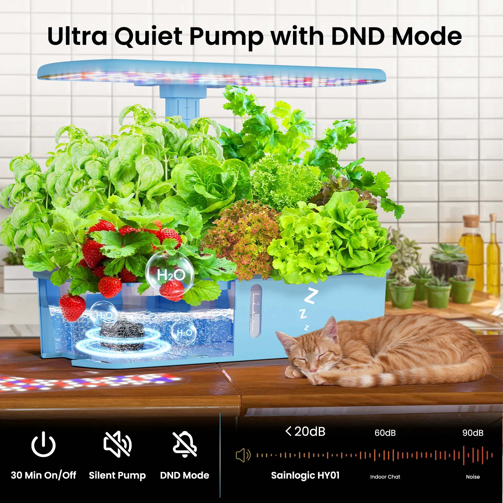 Smart Hydroponics Growing System Kits, APP & WiFi Controlled, 12 Pods, Silent Auto Water Pump, Home Herb Garden Planting Kit view 3