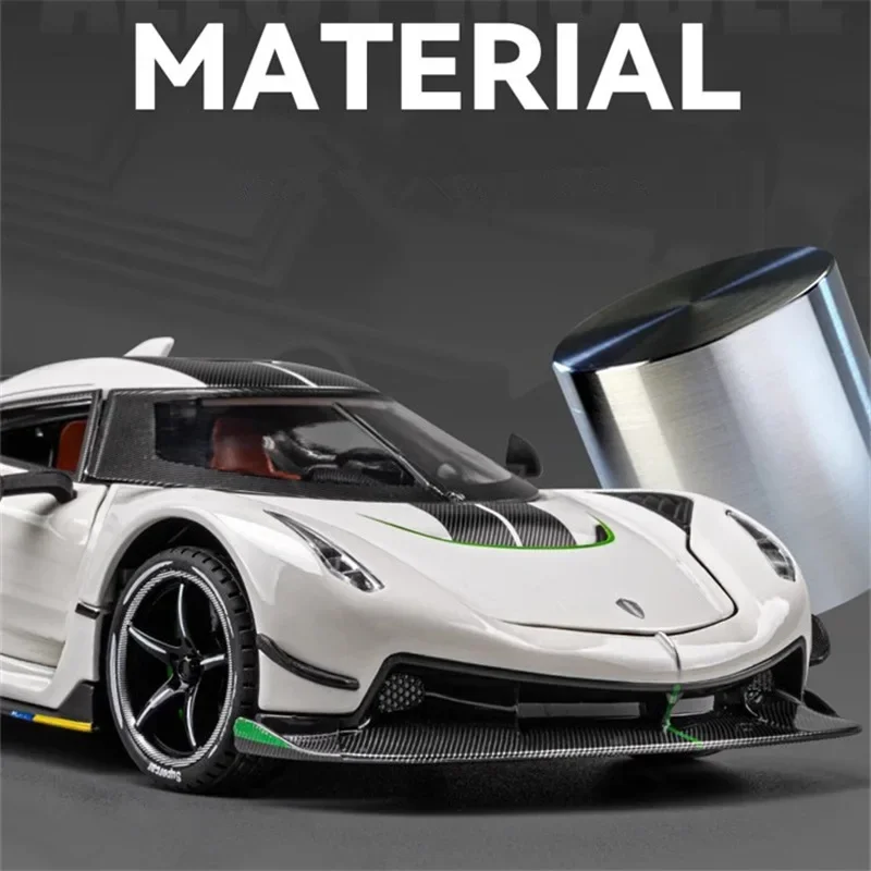 1:24 Jesko Attack Alloy Sports Car Model Diecast Metal Racing Car Model Simulation Sound and Light Childrens Toy Gift