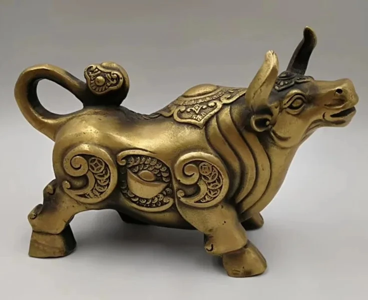 

Chinese archaize Brass handmade Zodiac cattle Statue