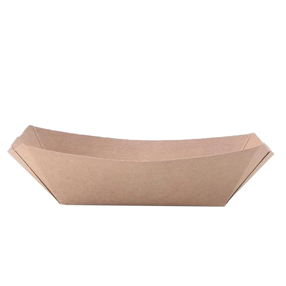 50 pezzi di carta kraft ecologica per snack, scatola per barche, impermeabile, antiolio, a tenuta stagna, cibo caldo e freddo, microonde, sicuro, pranzo da asporto, insalata