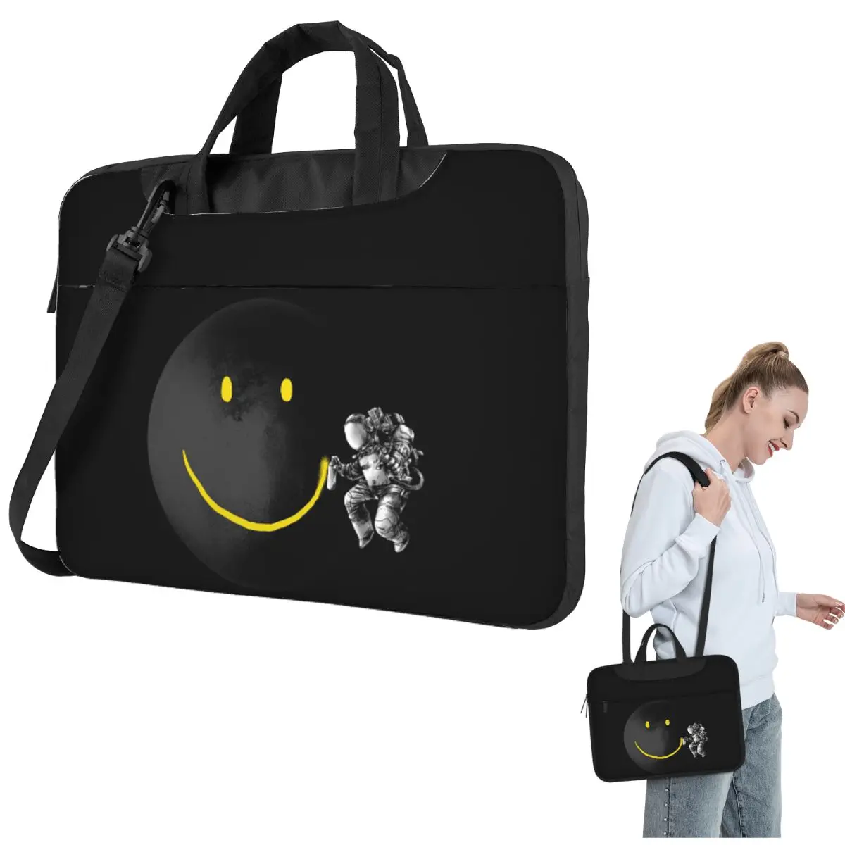 

Make A Smile Crossbody Laptop Bag Case Computer Bag Resistant Protective Notebook Pouch for Macbook Pro