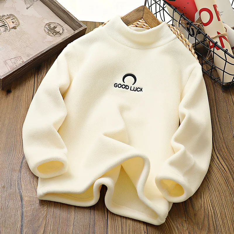 IYEAL 2023 Autumn and Winter New Boys and Girls\' Half High Neck Long Sleeve T-shirt Children\'s Warm Fleece Jacket