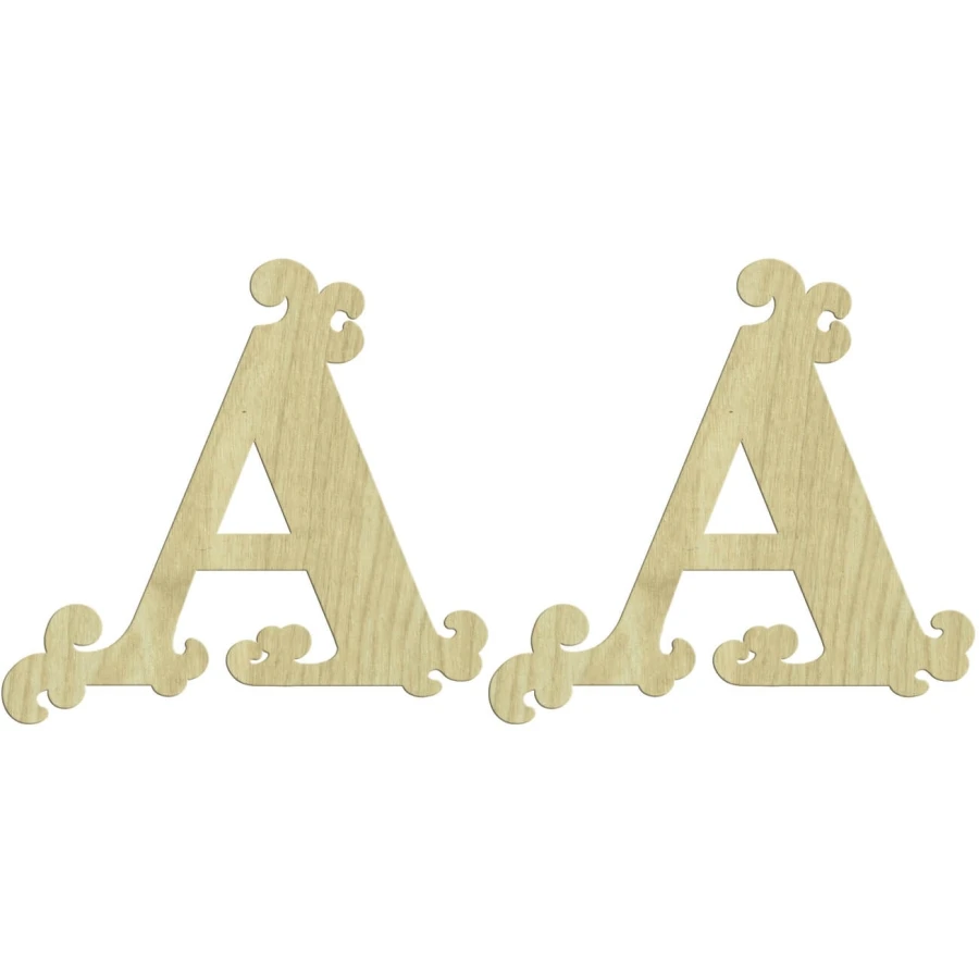 KD218 Letter A 2li Set Wooden Package Ornament, Unpainted Wooden Ornament