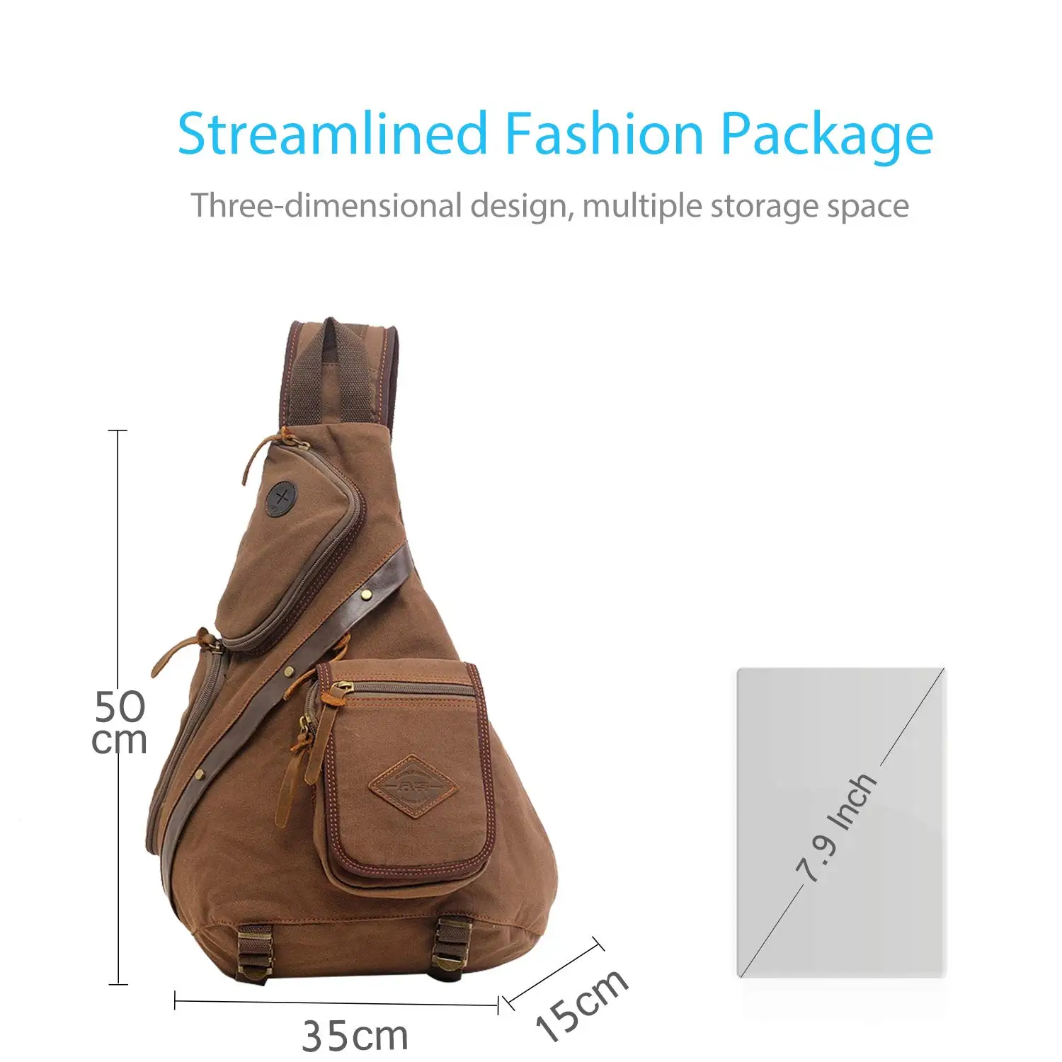 Mochila Vintage de lona para hombre, bolso de un solo hombro, bandolera