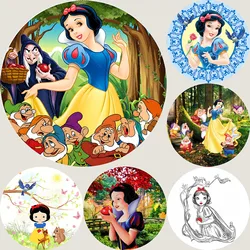 Round Snow White and Dwarfs Backdrop Girl Birthday Party Circle Background Decoration Covers Cloth Elastic Photo Props