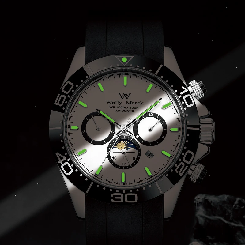 ساعة WM ساعات آلية أوتوماتيكية مقاومة للماء كلاسيكية كاجوال لرجال الأعمال ساعة Welly Merck WM151M