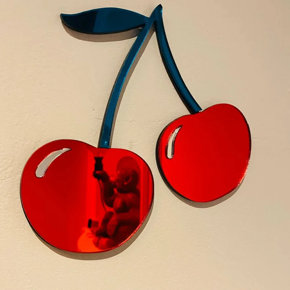 Mirrored Cherries Wall Art Mirror Cherries Home Decor Acrylic Cherries Wall Hanging Decor Dorm Room Decor
