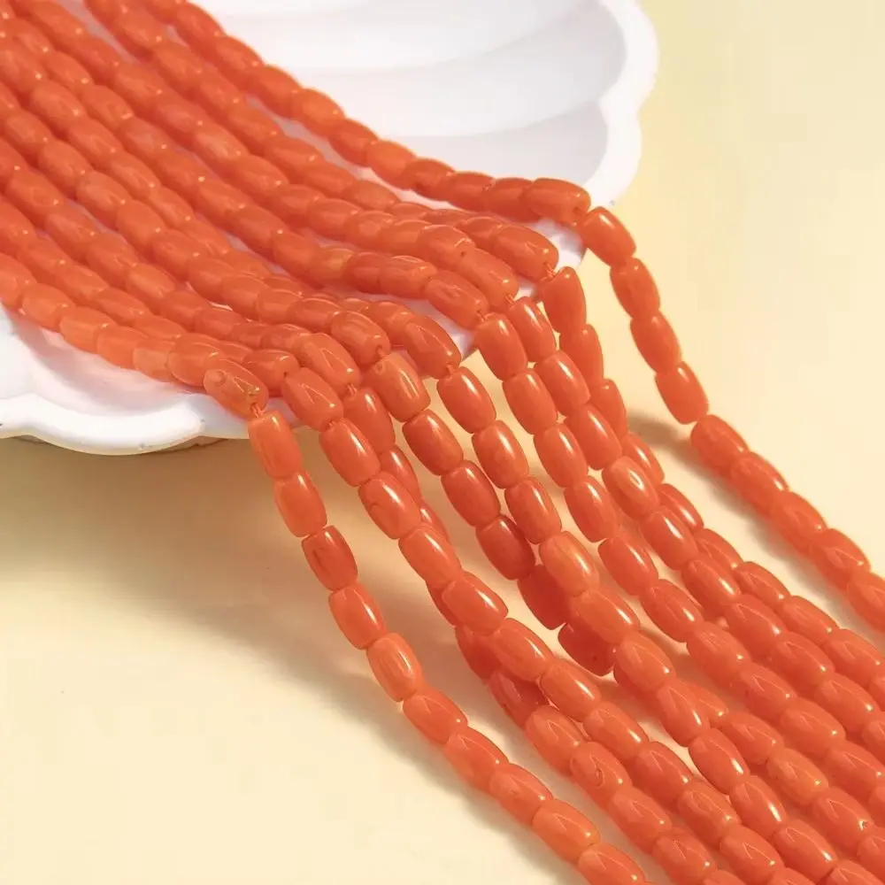 الصف رائعة دلو شكل المرجان الطبيعي الخرز ستراند 4x6 مللي متر البرتقال خرزة مباعدة لصنع سوار ذاتي الصنع قلادة القرط #2