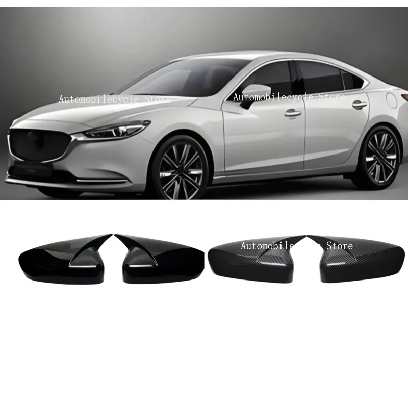 For Mazda 6 Atenza 2014-2017Car Rearview Side Mirror Cover  Wing Cap Exterior Door Housing Shell Trim ABS Carbon/Black