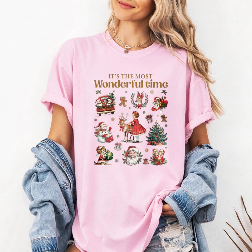 Christmas Tshirt It's The Most Christmas Shirt Vintage Christmas Doodles Tee Retro Santa Holiday Streetwear Tees Winter Xmas Top