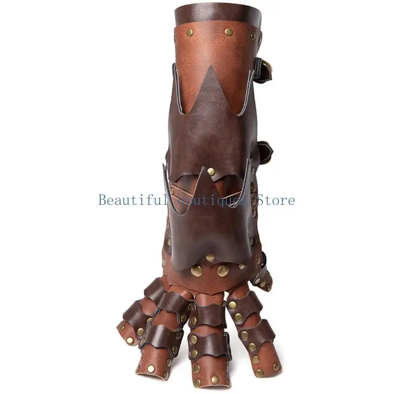 U4LF Steampunk Leather Hair Ornaments Vintage Gloves Halloween Costume Cosplay Props