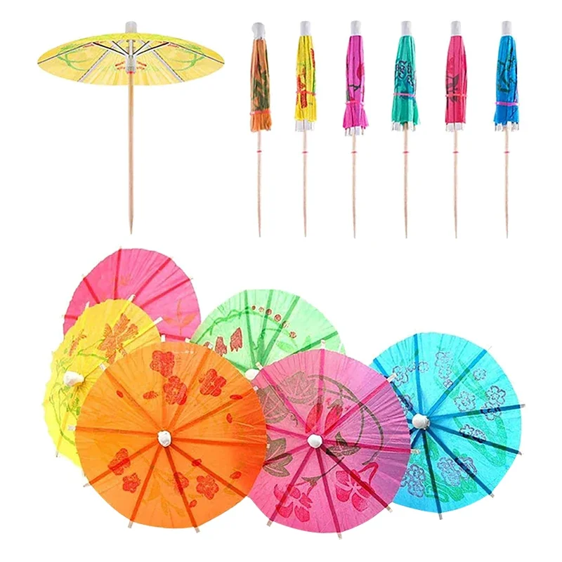 Wegwerp kleurpapier paraplu servies buffet cupcake fruitvork party dessert salade stokjes bar decoratie 50 stuks/lot