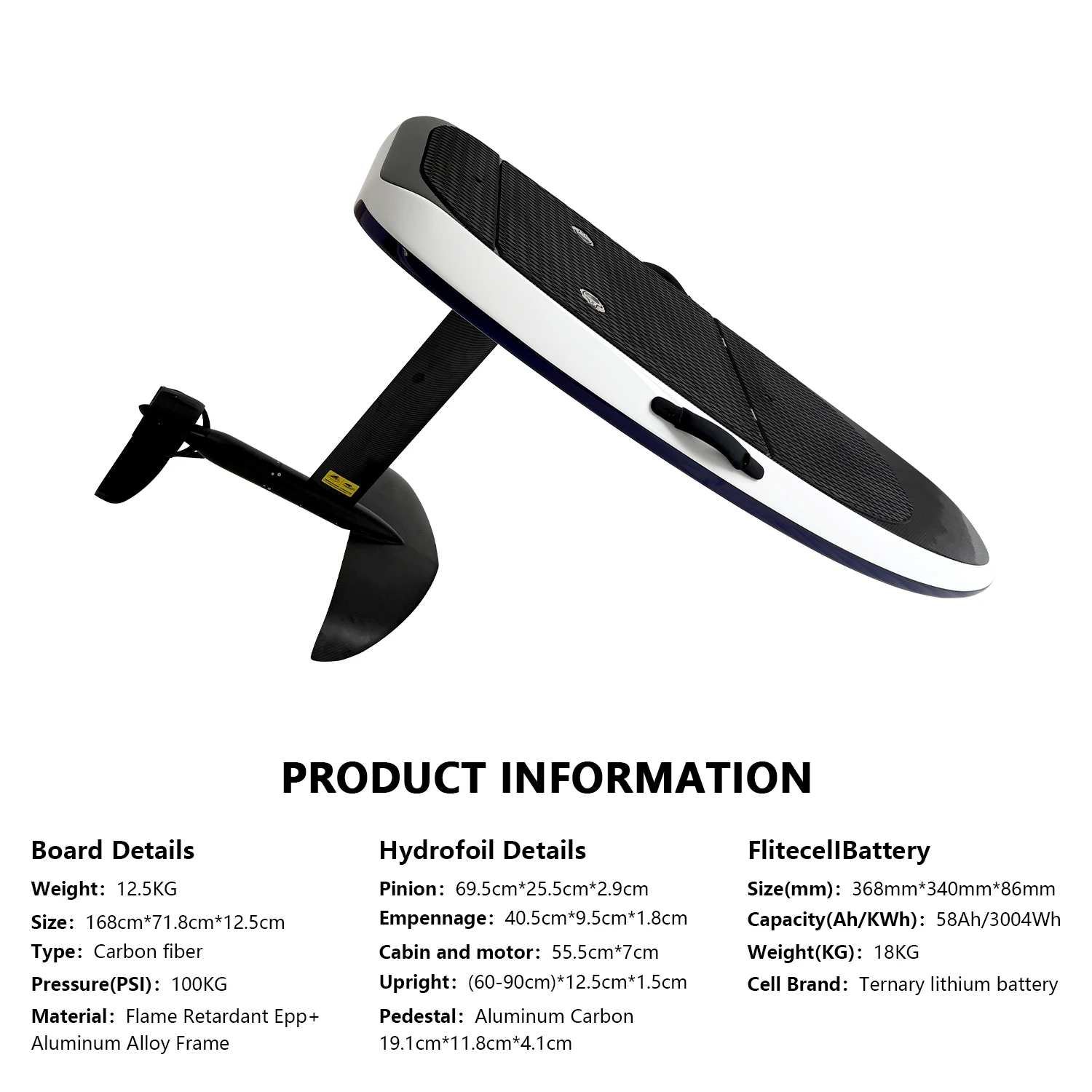 High Quality 58AH Electric Battery Kitesurf Surfboard Foil Power Water Sport Assist Charging for Surfing Hydrofoil Board Efoil