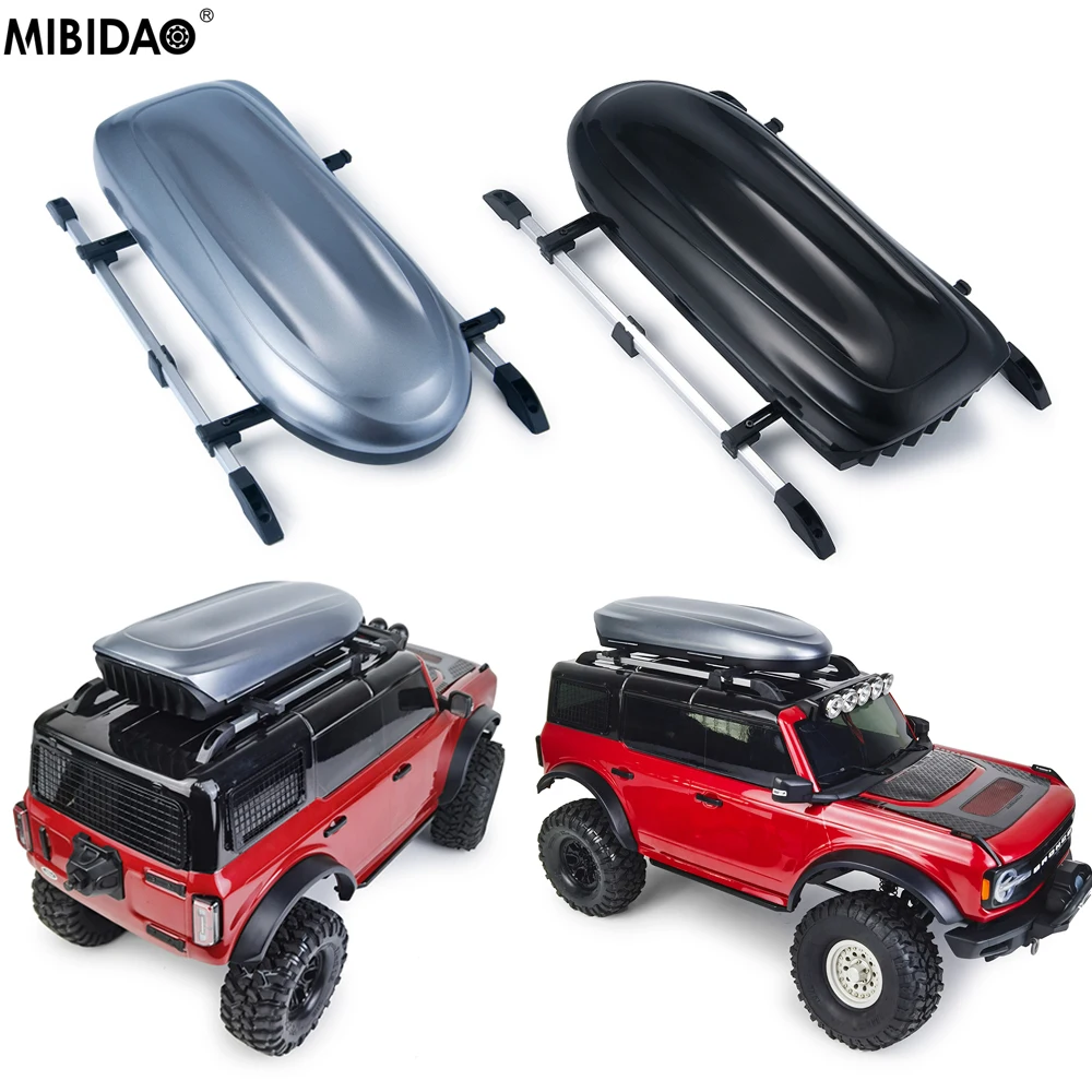 MIBIDAO RC samochodowy bagażnik dachowy bagażnik pojemnik na bagaże dla 1/8 1/10 Axial SCX10 90046 TRX4 TRX6 G63 D90 elementy dekoracyjne