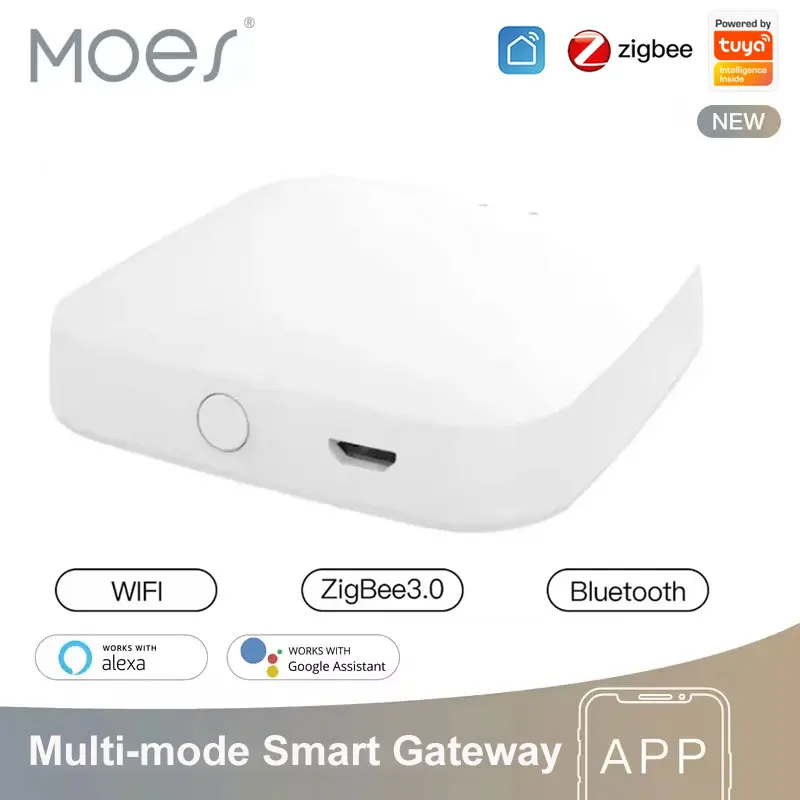 Многорежимный интеллектуальный концентратор MOES Tuya ZigBee3.0 Bluetooth Mesh Hub Работа с приложением Smart Life Голосовое управление через Alexa Google Home Многорежимный интеллектуальный концентратор MOES Tuya ZigBee3.0 Bluetooth Mesh Hub Работа с приложением Smart Life Голосовое управление через Alexa Google Home