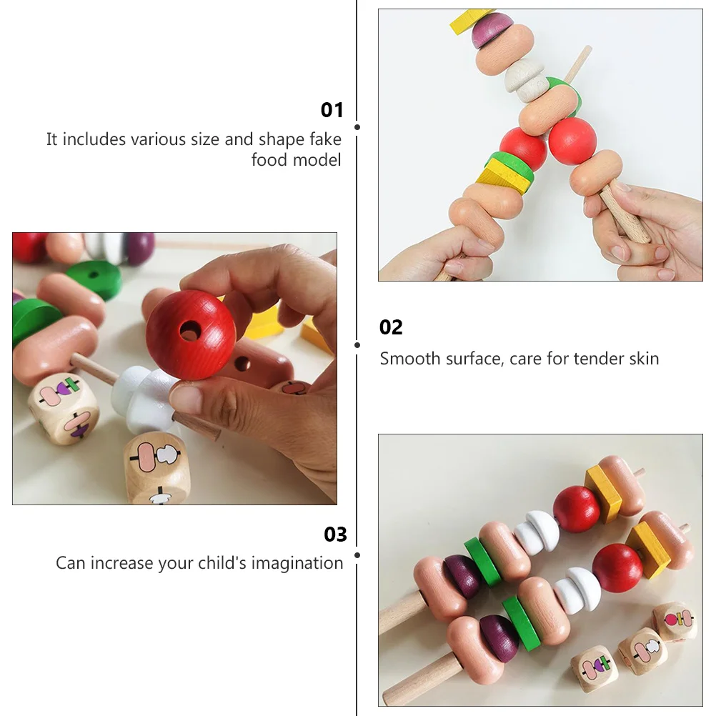 مجموعة واحدة من ألعاب الكباب الخشبية للشواء والتعليم المبكر للأطفال، لعبة تعليمية تفاعلية خيالية، هدية تعليمية