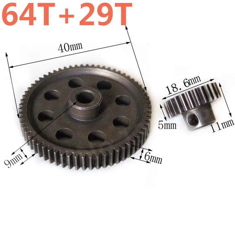 11184 metalowe Diff. Główne 64T i 11189 przekładnia silnika 29T części do zdalnie sterowanego samochodu 1/10 HSP Monster Truck Hobby Baja 94111 zdalnie sterowanym samochodowym