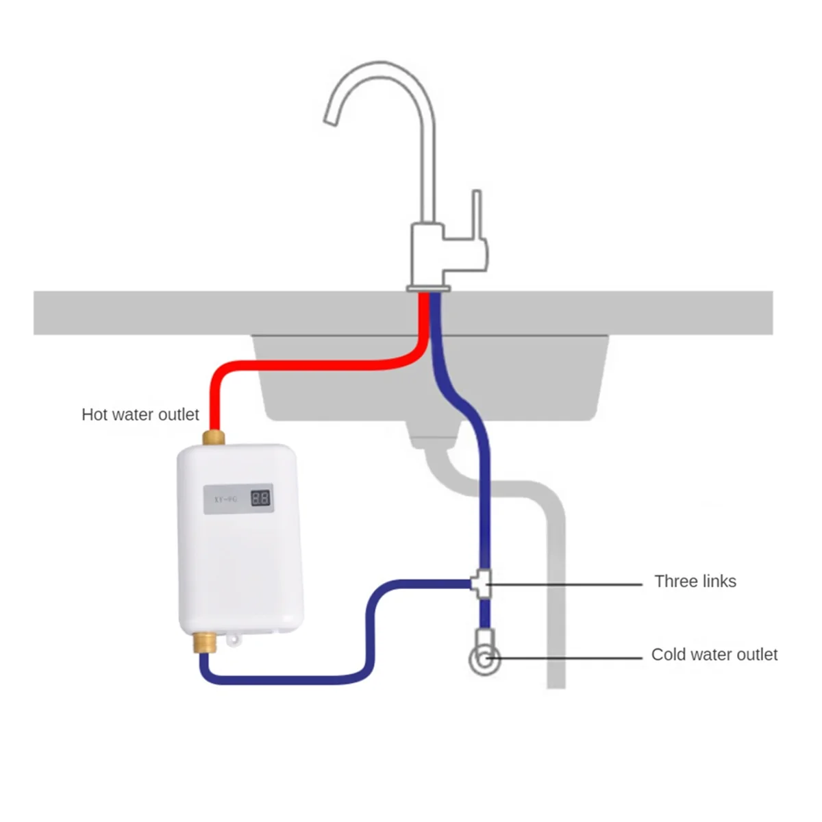 Instant Boiler 3800W Mini Elektrische Tankles Warmwaterboiler Digitaal Display Voor Badkamer Keuken Wassen Eu Plug