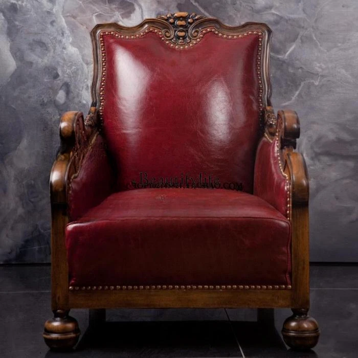 

Одноместная сверхкрасивая резная винтажная мебель из масляной и вощеной кожи