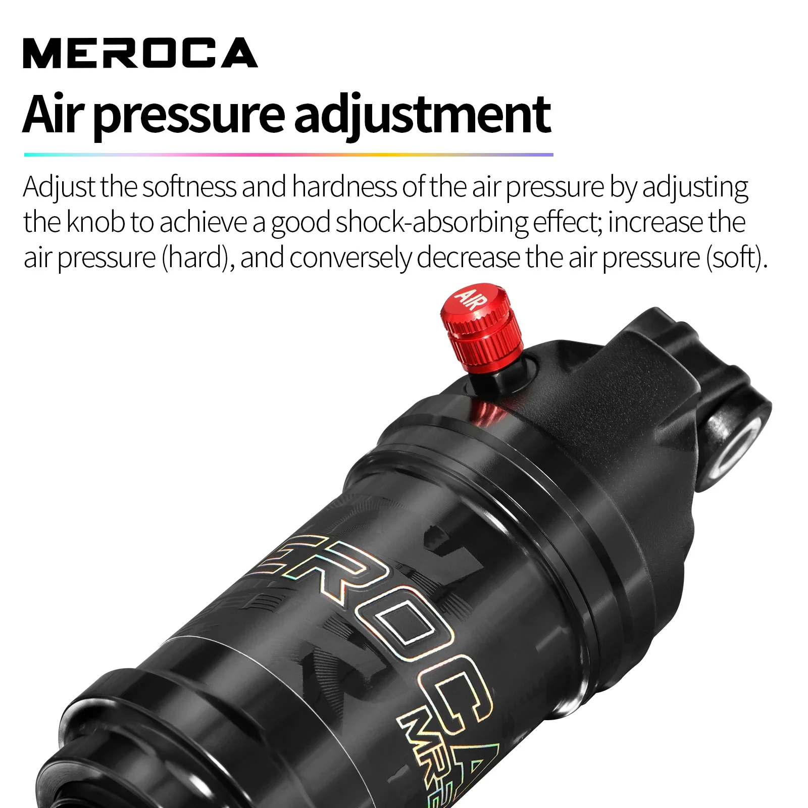 MEROCA-Amortisseur à air réglable pour vélo de montagne, amortisseur arrière, longueur 165mm, 190mm, pression d'air