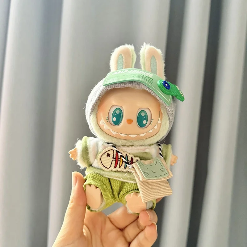 [Only clothes] First and second generation keychains Labubu clothing pendantsLaubu dolls green large fish handbag set, cute