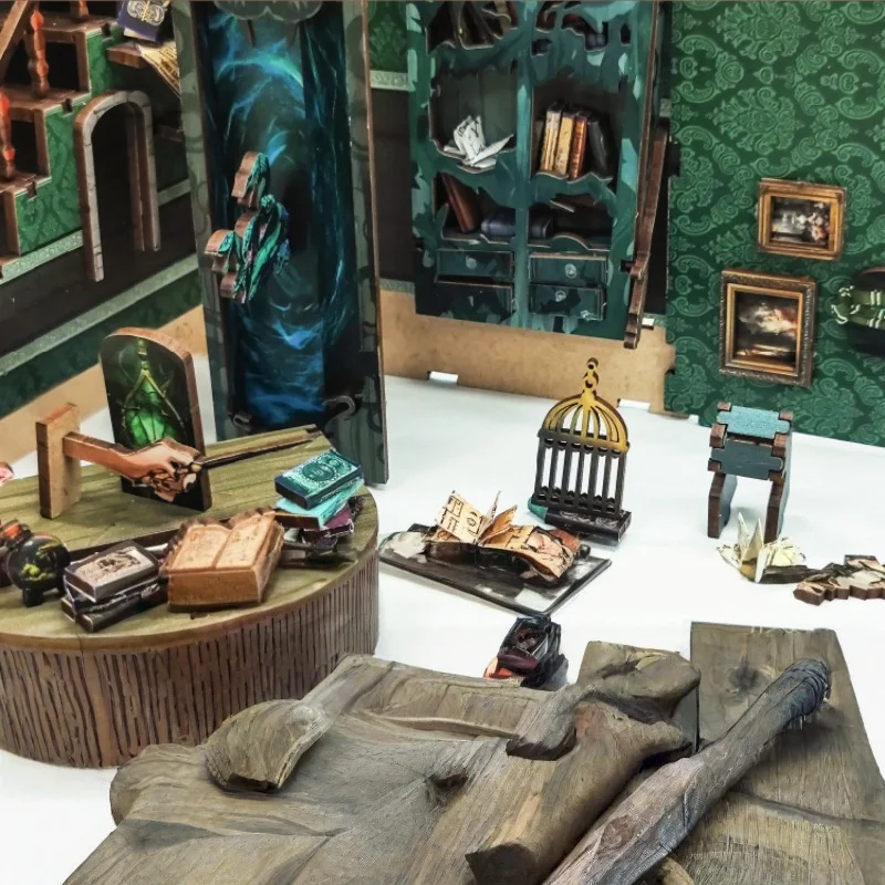 뱀의 집 북 누크 DIY, 센서 작동 3D 나무 모델, 마법 학교 테마 성인용 공예품