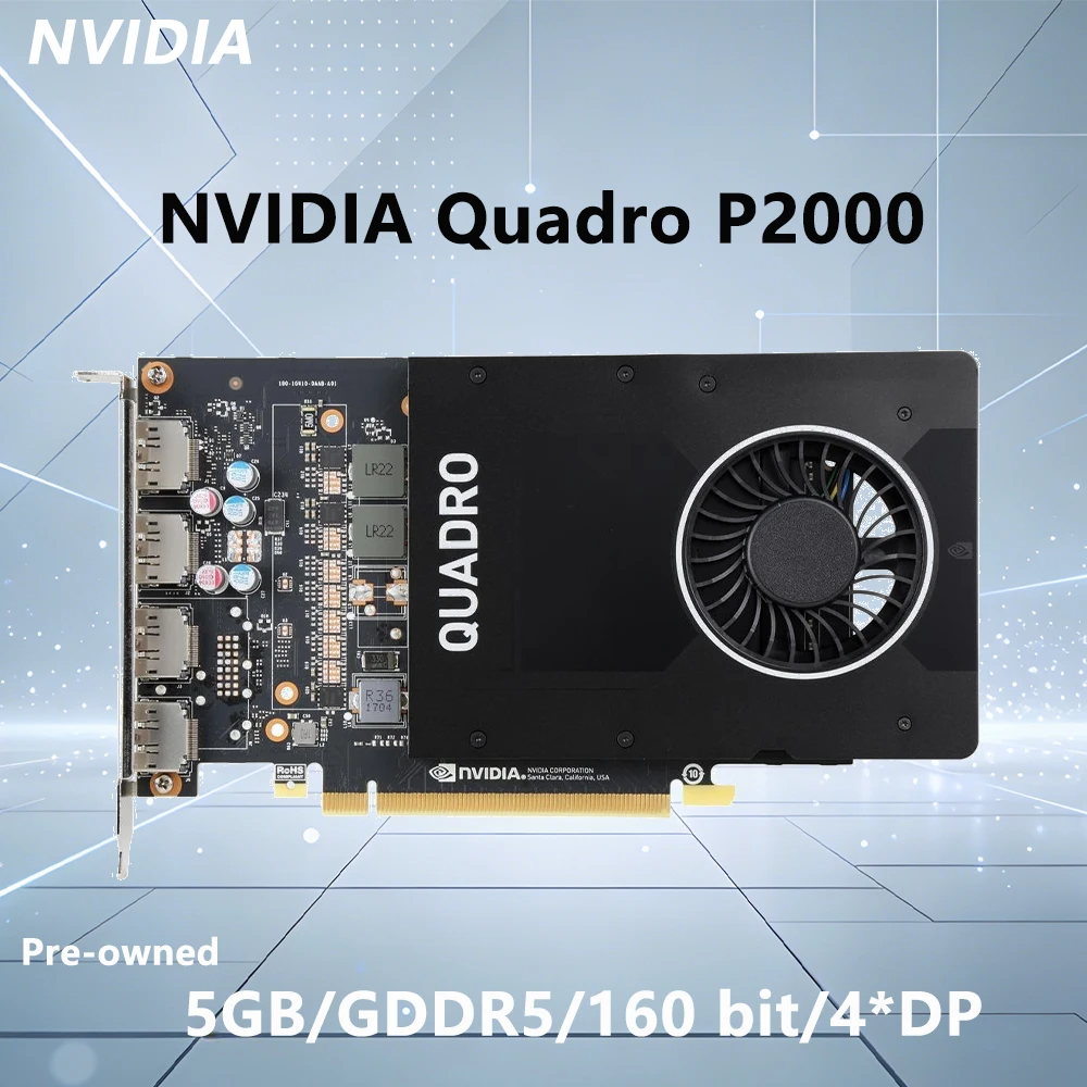 Tarjeta gráfica NVIDIA QUADRO P2000 5GB GDDR5 de 160 bits PCI-E 3.0 para estaciones de trabajo, compatible con PCI-E 3.0 DP para PC de oficina y computadoras de escritorio.