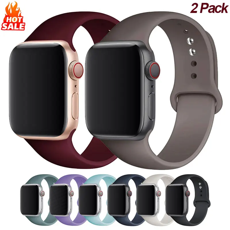 

2Pack Silicone Straps For Apple Watch Band 49mm 46mm 44mm 45mm 40mm 42mm Official-website Bracelet iWatch series 10 9 8 Ultra 2