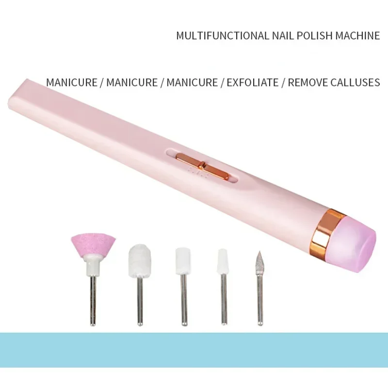 Electric Nail Grinder Nail Polishing Machine With Light Portable Mini Electric Manicure Art Pen Tools With Bag For Gel Removing