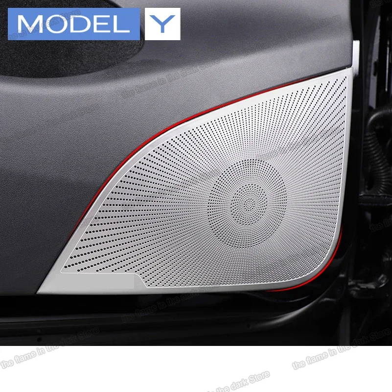 

Stainless Steel Car Door Audio Loudspeaker Sound Trims for Tesla Model Y 2020 2021 2022 2023 2024 Accessories Speaker Interior