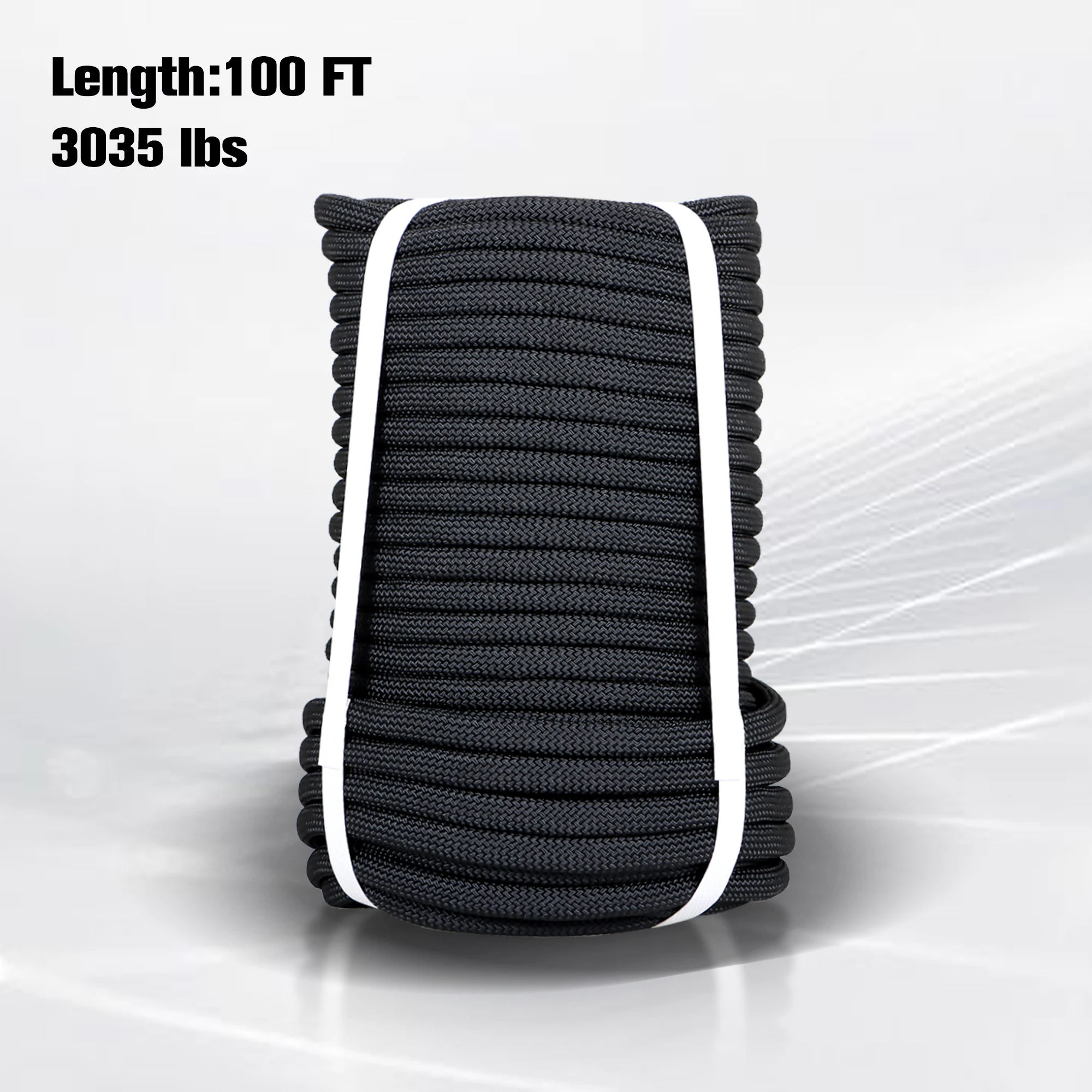 3/8 Inch 100 Foot Braided Rope High-Strength Polyester Rope Ideal for Swinging Camping Tree Work Black