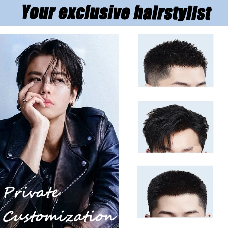 

Prestyle Toupee PU&Double Knotted Exhaust Men's Wigs Replacement Hair System For Man 6" Male Hair Prosthesis Remy100% Human Hair