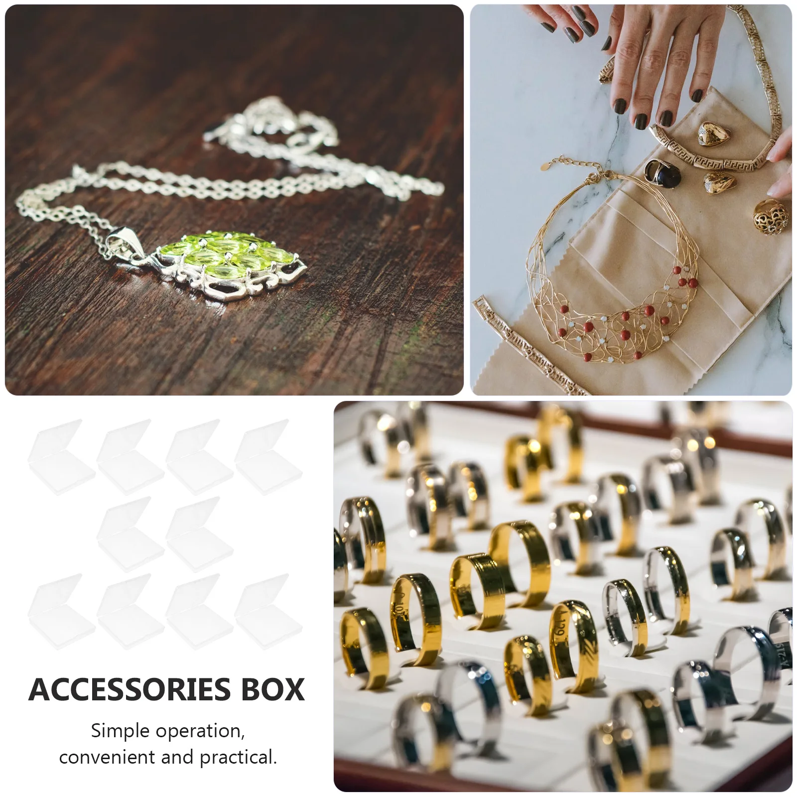 

10 pcs Square Plastic Jewelry Box Transparent Earring Storage Container With Lid For Necklace Bracelets Organizer Pendant Cases