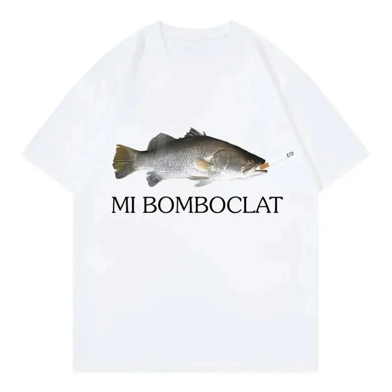 

Funny Bomboclat Fish Meme T-shirt High Street Fashion Trend Y2k Short Sleeve T-shirts Men Women Harajuku Vintage Style T Shirts