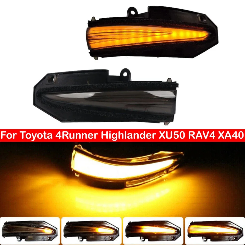 

For Toyota 4Runner Highlander XU50 RAV4 XA40 Car Dynamic LED Turn Signal Light Side Mirror Sequential Parking Lamp Blinker Auto