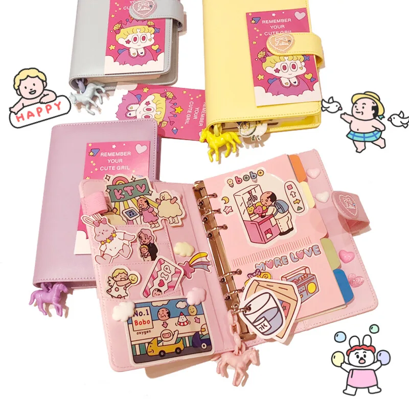 Korea Ins Pink Girl Heart Loose-leaf Notebook Ulzzang Diary Notebook Simple Plan Book Present