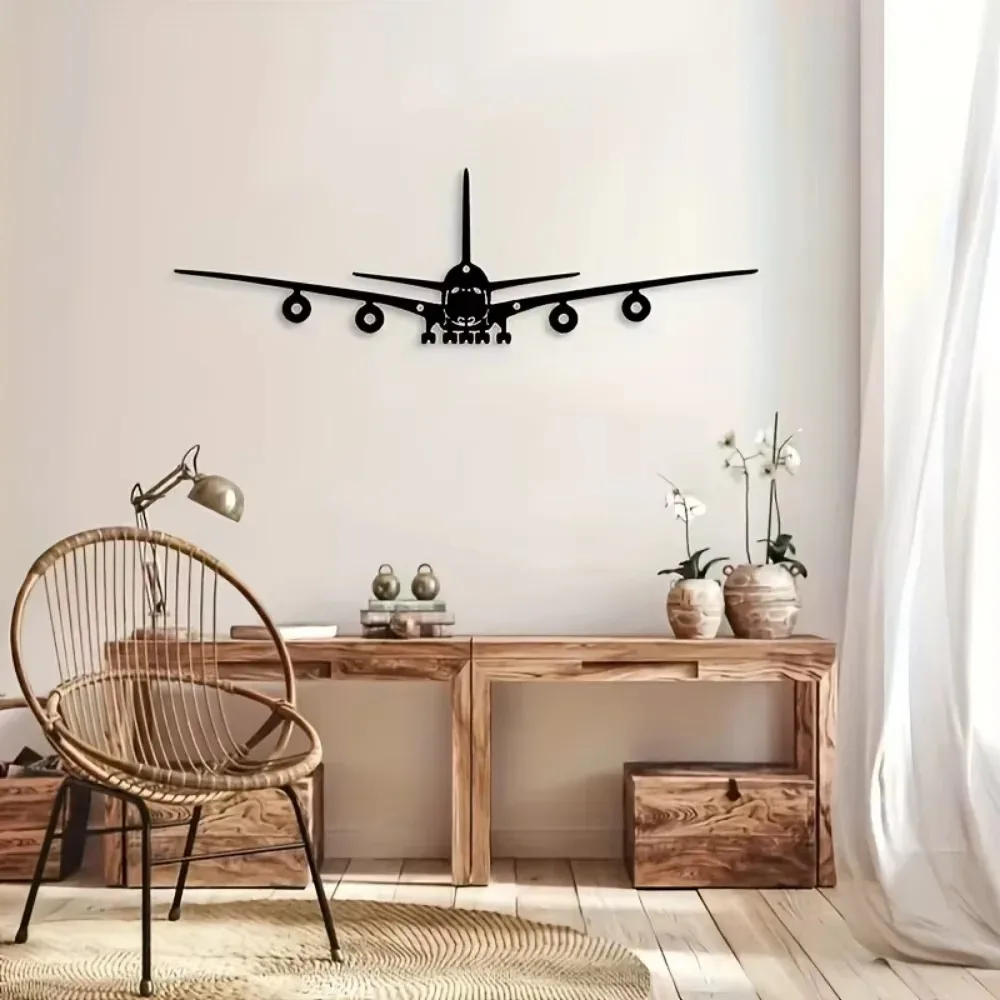 Vintage Aircraft Iron Metal Wall Art Airplane Silhouette Wall Decor Aviation Theme Ornament Home Living Room Bedroom Decoration