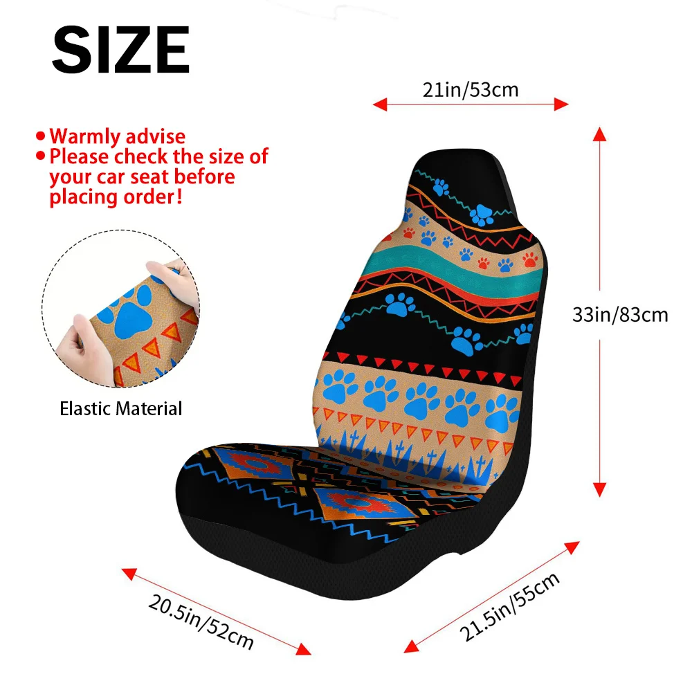 2pcs Tribal Paw Prints Car Seat Covers | Durable And Comfortable Polyester Fiber, Universal Fit For Cars, SUVs, Trucks, Machine