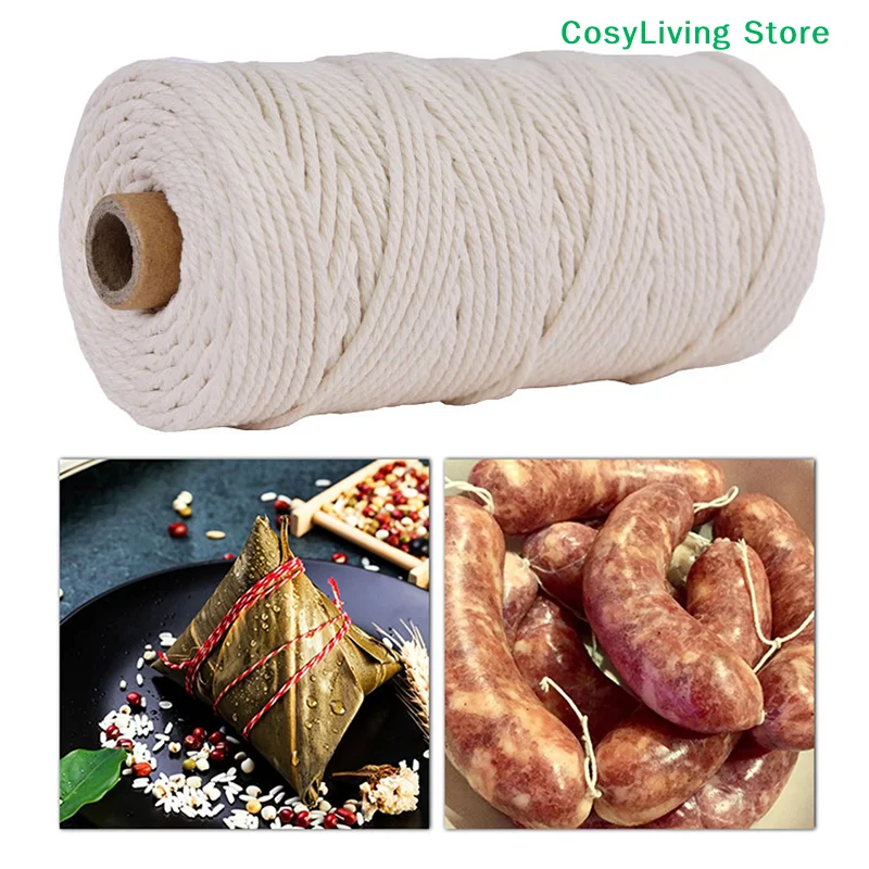 Cuerda para atar carne y salchichas, cuerda de carnicero, hilo de algodón, preparación de carne, trussing, cuerdas para barbacoa de pavo, 100 metros de 2mm de espesor, 1 Uds.