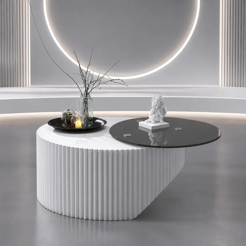 Round Italian Coffee Table Light Luxury Modern Minimalist Living Room Personalized Creative Simple Design