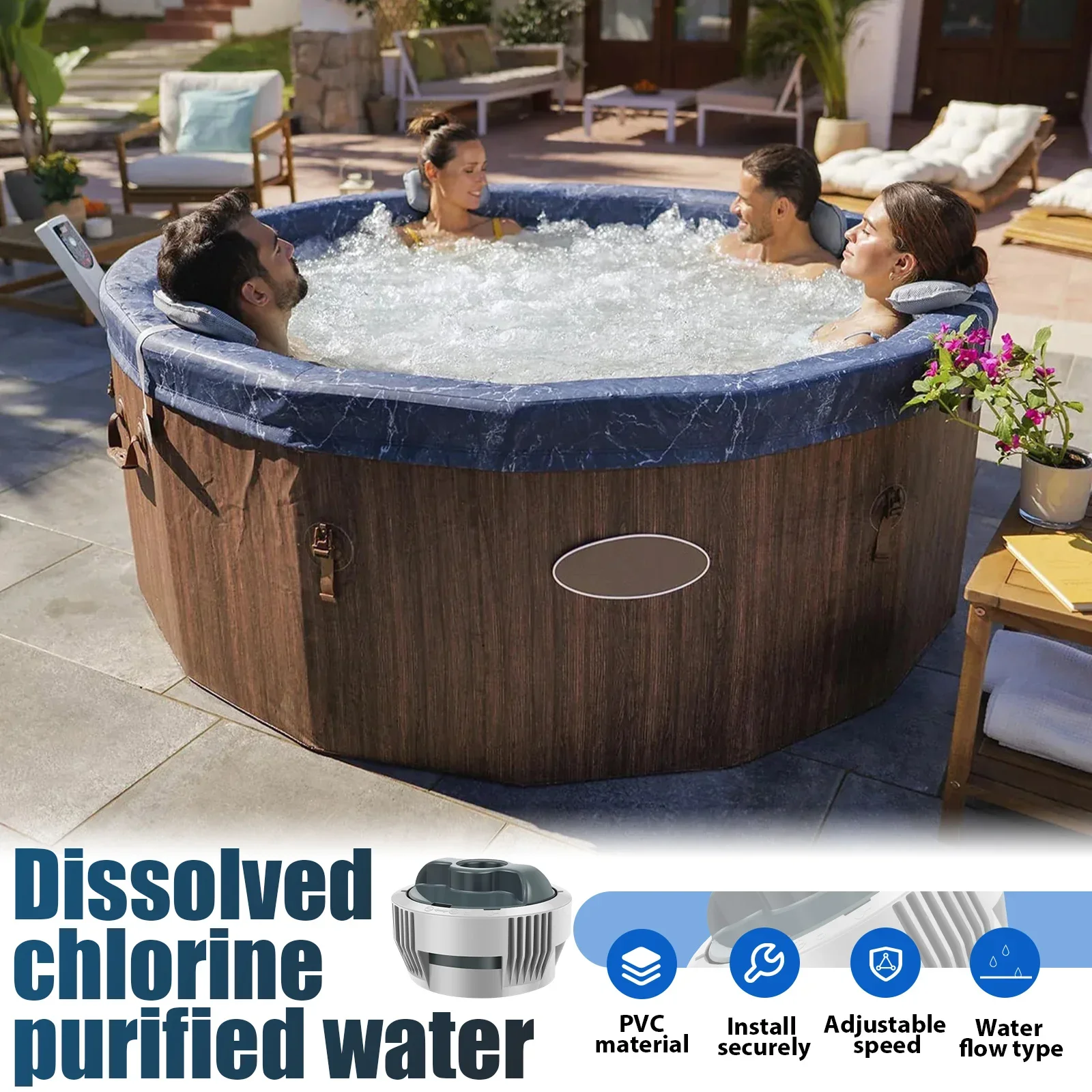 Chlorine Dispenser For Spa Hot Tub Wall Mounted Chemical Feeder Adjustable Dissolution Rate P05345 P03821 Compatible PVC Parts